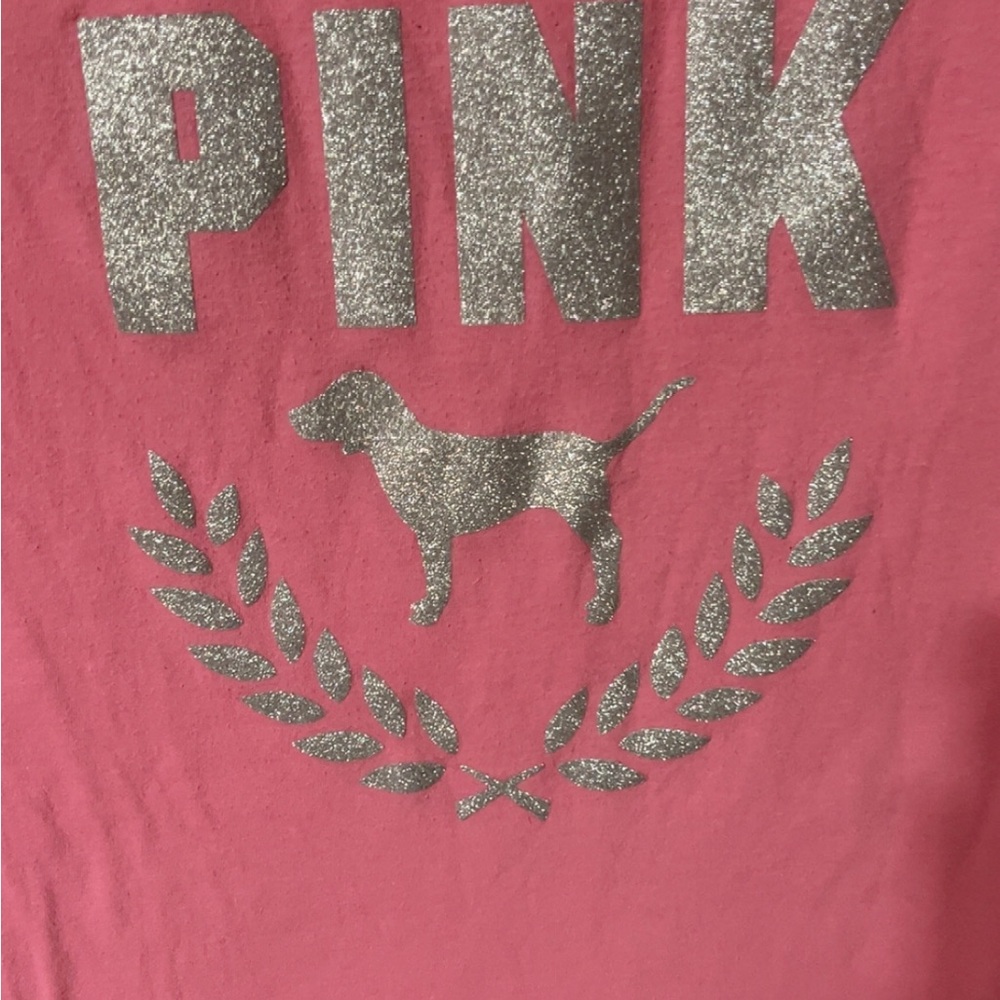 PINK Victoria's Secret Glitter Dog Tee - Pink and Silver